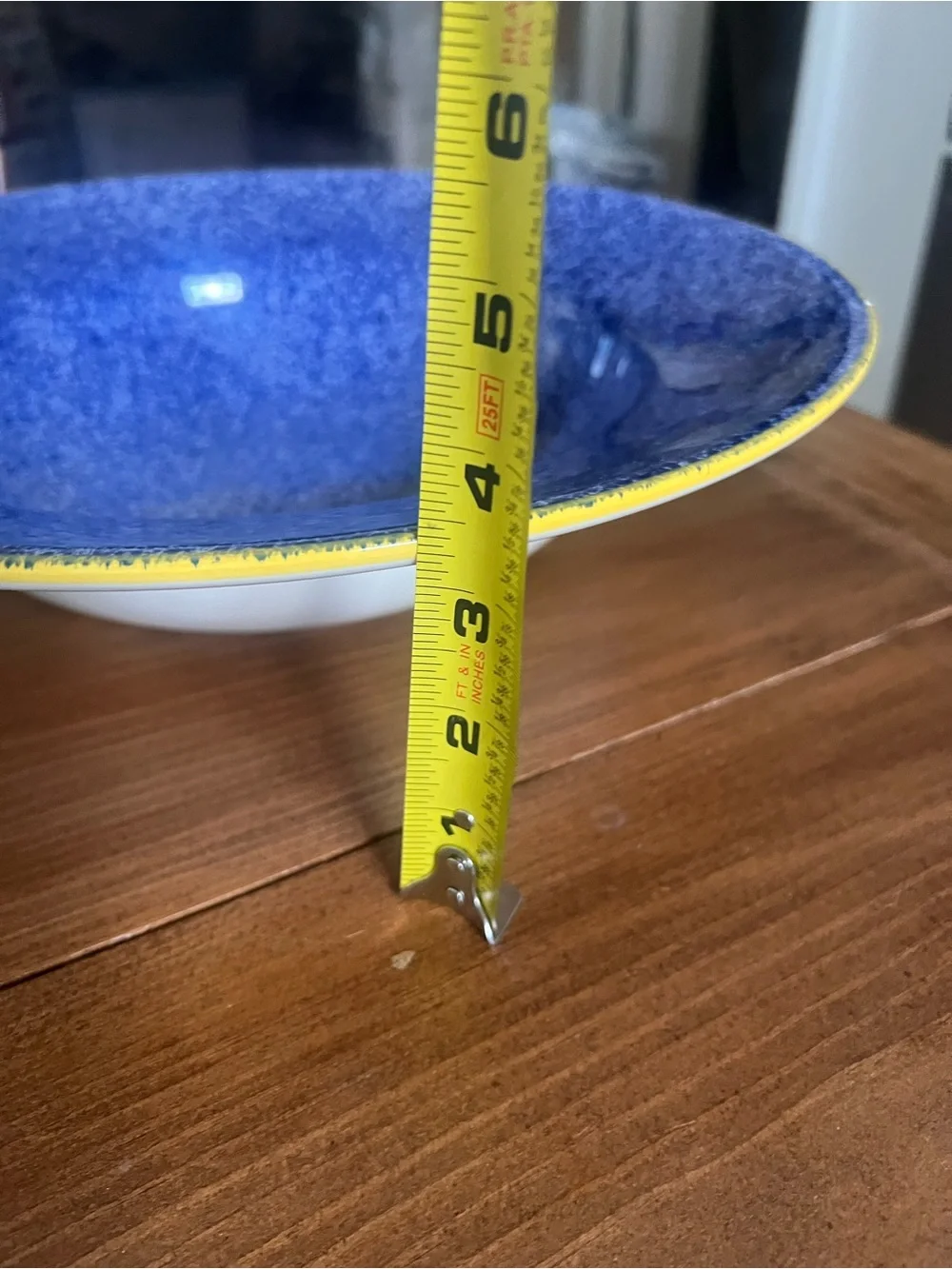 Over And Back Sojourn Large Blue Yellow Rim Bowl Set Made Portugal
